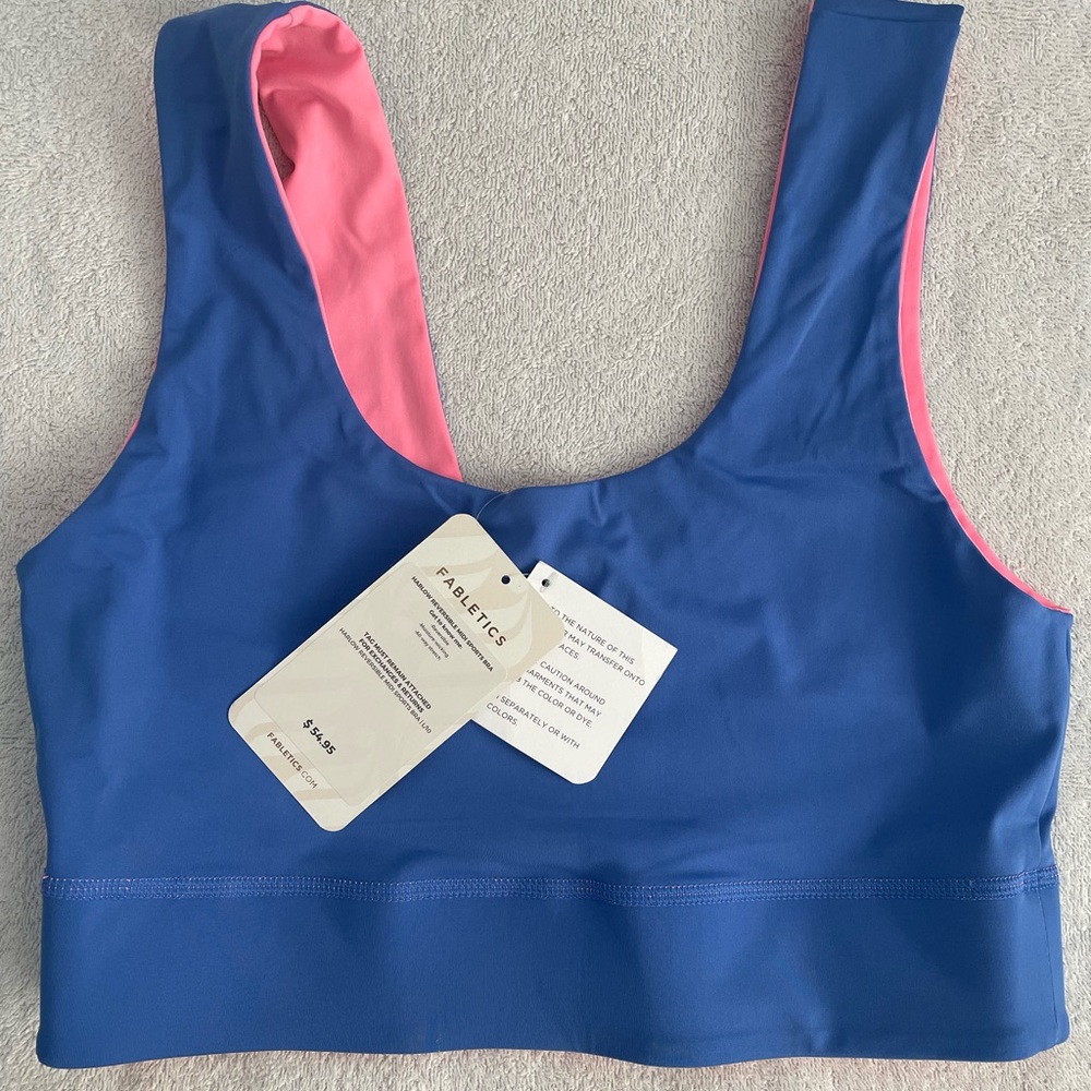 Fabletics reversible pink / blue sports bra